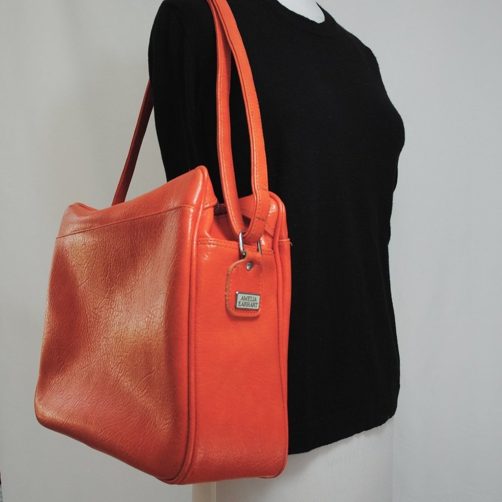 Vintage late 60's orange shoulder bag carryon bag